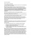 Taller: Lenguaje y comunicación