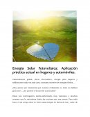 Energía Solar Fotovoltaica: Aplicación práctica actual en hogares y automóviles