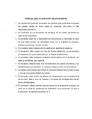 Politicas de proveedores