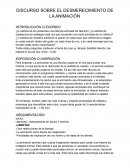 DISCURSO SOBRE EL DESMERECIMIENTO DE LA ANIMACIÓN