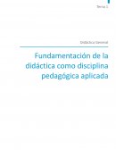 Fundamentación de la didáctica como disciplina pedagógica aplicada