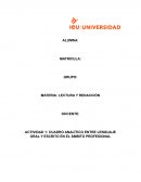 CUADRO ANALÍTICO ENTRE LENGUAJE ORAL Y ESCRITO EN EL ÁMBITO PROFESIONAL