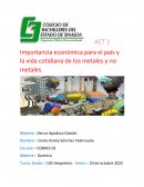 Importancia económica para el país y la vida cotidiana de los metales y no metales