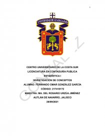 ESTADÍSTICA I INVESTIGACIÓN DE CONCEPTOS. Página 1