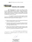 Taller 3 POLITICA DE CALIDAD S&C Construcciones S.A