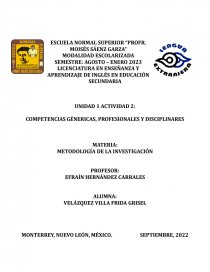 COMPETENCIAS GÉNERICAS, PROFESIONALES Y DISCIPLINARES. Página 1