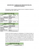 DESCRIPCIÓN Y COMPARACIÓN PRESUPUESTARIA DEL ESTADO DE COAHUILA