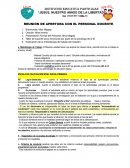 REUNIÓN DE APERTURA CON EL PERSONAL DOCENTE