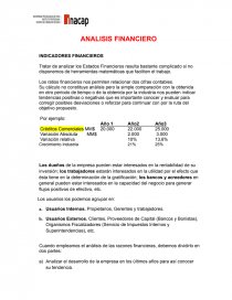 ANALISIS FINANCIERO. INDICADORES FINANCIEROS. Página 1