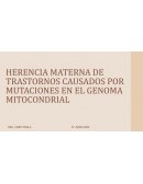 HERENCIA MATERNA DE TRASTORNOS CAUSADOS POR MUTACIONES EN EL GENOMA MITOCONDRIAL