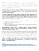 ¿Qué es un proyecto y cuál es la importancia de la ingeniería industrial en éste?