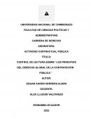 CONTROL DE LECTURA SOBRE “LOS PRINCIPIOS DEL DERECHO GLOBAL DE LA CONTRATACIÓN PÚBLICA”