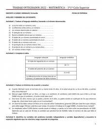 TRABAJO INTEGRADOR 2022 – MATEMÁTICA. Página 1