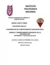 COMPORTAMIENTO INDIVIDUAL EN LA ORGANIZACIÓN. Página 1