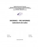 INFORMES – PRE INFORMES Laboratorio de Lodos