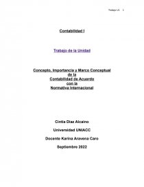 Contabilidad I Concepto, Importancia y Marco Conceptual. Página 1