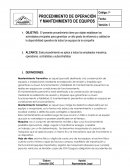 PROCEDIMIENTO DE OPERACIÓN Y MANTENIMIENTO DE EQUIPOS
