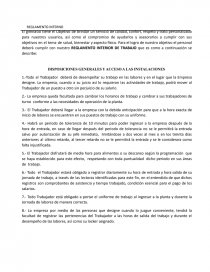 REGLAMENTO INTERNO DE UNA EMPRESA. Página 1