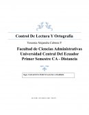Control De Lectura Y Ortografía "El Gato Negro"
