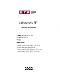 Laboratorio N°1 AGREGADOS PARA CONCRETOS. Página 1
