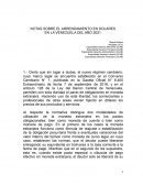 Notas sobre el arrendamiento en dolares en la Venezuela del año 2021