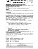 INGRESO DE NUEVOS TRABAJADORES