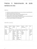 Práctica determinación de ácido tartárico en vino