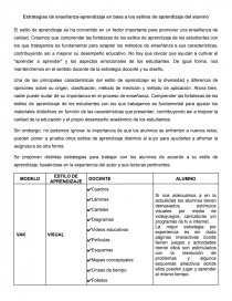 Estrategias de enseñanza-aprendizaje en base a los estilos de aprendizaje del alumno. Página 1