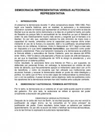 DEMOCRACIA REPRESENTATIVA VERSUS AUTOCRACIA REPRESENTATIVA. Página 1