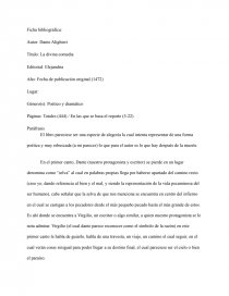 Reporte de lectura la divina comedia. Página 1