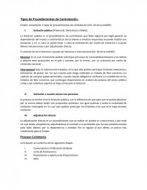 Tipos de Procedimientos de Contratación. Página 1