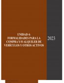 FORMALIDADES PARA LA COMPRA Y/O ALQUILER DE VEHÍCULOS Y OTROS ACTIVOS