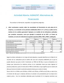 POITICA DE FINANCIACION UNIR. ALBALENT. Alternativas de Financiación. Página 1