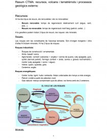 Resum CTMA: recursos, volcans i terratrèmols i processos geològics externs. Página 1