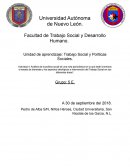 Actividad Análisis de la política social de una nota periodística en la que están inmersos el estado de bienestar y los aspectos ideológicos e intervención del Trabajo Social en sus diferentes áreas”