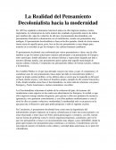 La Realidad del Pensamiento Decolonialista hacia la modernidad