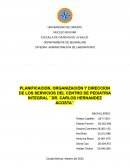 Planificación, organización y dirección de los servicios del CPI Dr. Carlos Hernández Acosta