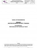 Manual de Procedimiento Administración de Cuentas por Cobrar