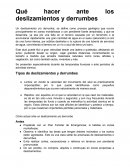 Qué hacer en caso de deslizamiento y derrumbes