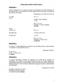 PROBLEMAS SOBRE INTERÉS SIMPLE. Página 1