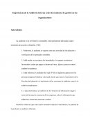 Importancia de la Auditoría Interna como herramienta de gestión en las organizaciones