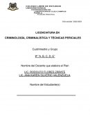 Programa: Licenciatura en Criminología, Criminalística y Técnicas Periciales