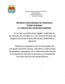 ORDENZA DE TRANSPORTE BARINAS