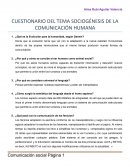 CUESTIONARIO DEL TEMA SOCIOGENESIS DE LA COMUNICACION HUMANA