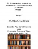 Antecedentes, conceptos y relación de Constitución-Estado y Gobierno