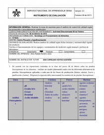 Programa de formación: Tecnólogo en Procesamiento de Alimentos. Página 1