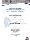 Informe de primer avance del proyecto integrador “manejo responsable de la informacion”