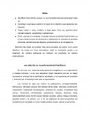 Valores de la planificación estratégica