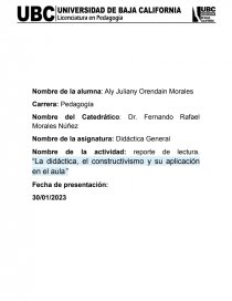 La didáctica, el constructivismo y su aplicación en el aula. Página 1