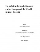 La música de tradición oral en los tiempos de la World music: Reseña